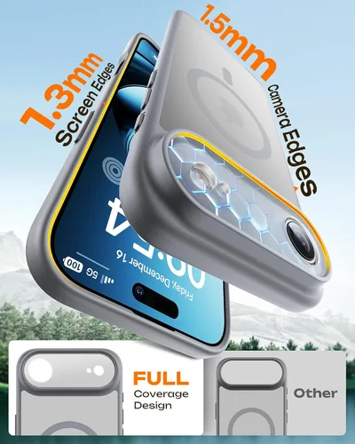 Vista 1296 de TOCOL Funda para iPhone 11, compatible con Magsafe, protección completa de cámara, imanes integrados, protección contra caídas, funda translúcida