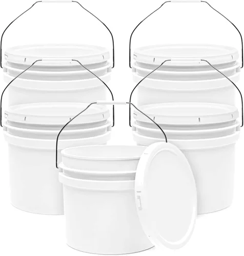 Vista 21 de EconoHome Cubo de plástico redondo de grado alimentario de 1 galón - Recipientes de almacenamiento de alimentos tipo deli con tapas ideales