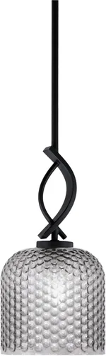 Vista 12 de Toltec Lighting Cavella Stem Colgado Mini colgante, acabado grafito, vidrio de burbujas ahumado de 4 pulgadas