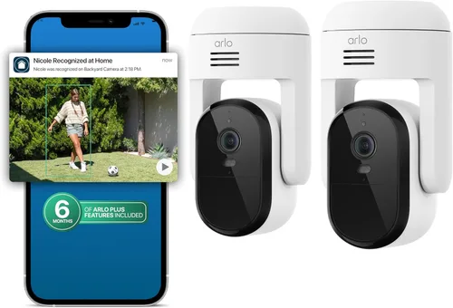 Vista 10 de Arlo Cámara de seguridad Essential Pan Tilt 2K + 6 meses de plan Secure Plus – Cámara exterior con conexión con cable, reconocimiento de personas