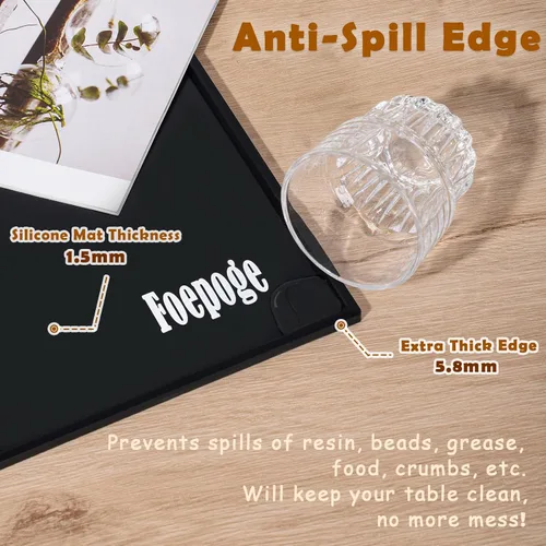 Vista 3 de Alfombrilla de silicona para manualidades con labio: extra grande de 31.5 x 23.6 pulgadas para cuentas y fabricación de joyas, pulseras de cuentas