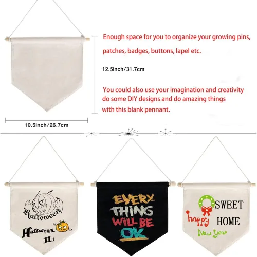 Vista 3 de FLYPARTY Banner de exhibición de pared de pin esmaltado - Banner de lona en blanco para botones de pines de exhibición, 2 piezas negro