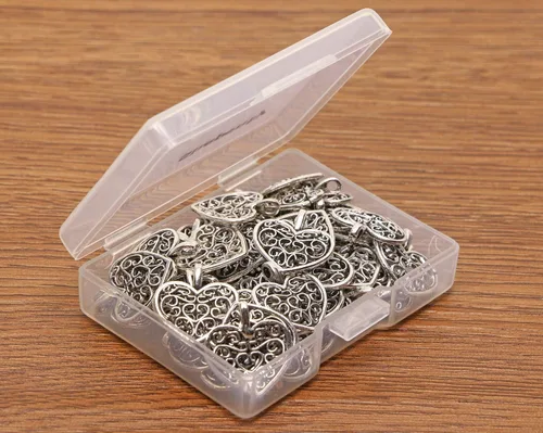 Vista 5 de Shapenty Dijes de corazón de metal a granel para manualidades, pulseras, collares, aretes, llavero, fabricación de joyas, accesorio de búsqueda