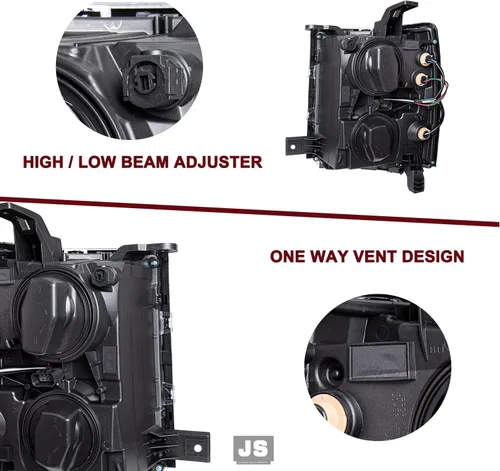 Vista 5 de JSBOYAT - Conjunto de faros delanteros para 2014-2015 Chevy Silverado 1500 Pickup Truck, lámparas delanteras estilo OE de halógeno, faros delanteros