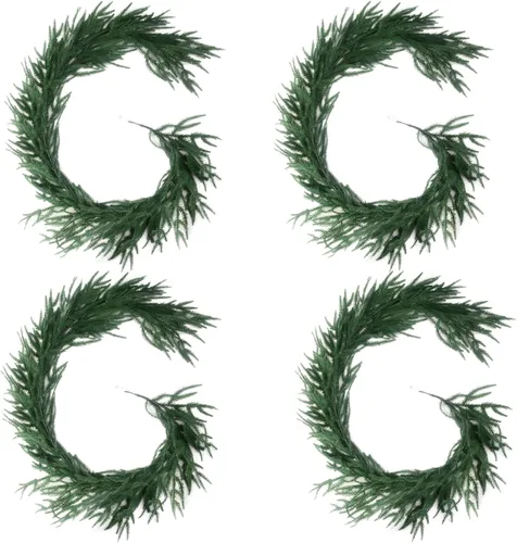 Vista 8 de Guirnalda de Navidad 6 pies – Guirnalda Artificial Verde de Pino Norfolk para Decoración Interior y Exterior – Vegetación Verde Navideña
