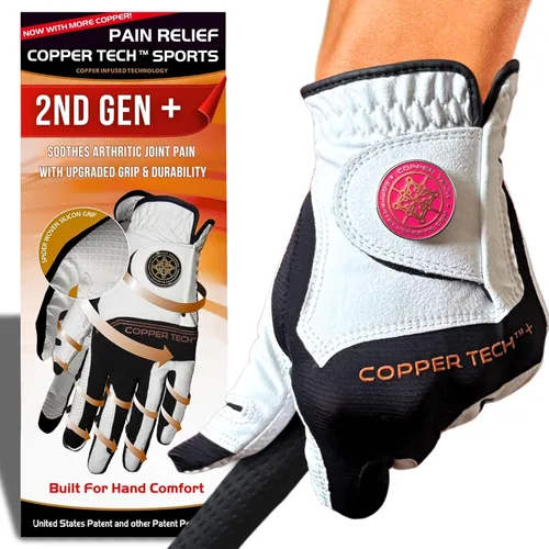 Vista 14 de Copper Tech Plus Ladies Golf Gloves Women (2nd Gen) Copper Compression Joint Support with Flexible & Comfortable Fit Tacky Silicone Pad