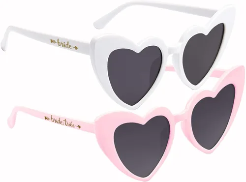 Vista 4 de LADY&HOME 10 lentes de sol de despedida de soltera en forma de corazón para despedidas de soltera, suministros para bodas, gafas de sol