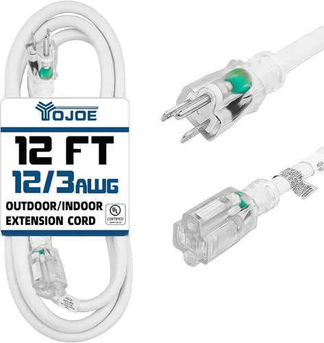 Vista 19 de YOJOE Cable de extensión para interiores y exteriores con extremo iluminado, cable de alimentación de 3 clavijas 15A resistente a la intemperie