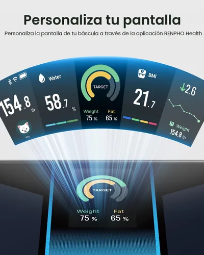 Vista 2 de RENPHO Báscula con IMC, grasa corporal, masa muscular, báscula inteligente para peso corporal, balanza de composición corporal Wi-Fi y Bluetooth