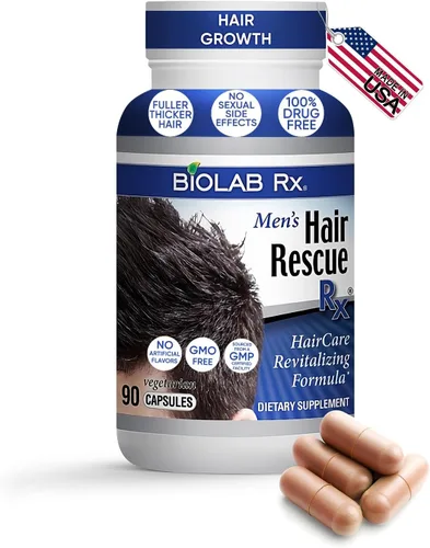 Hair Rescue Rx - Suplemento para adelgazar el cabello para hombre con biotina y ortiga, soporta un cabello más grueso y saludable, soporte para el