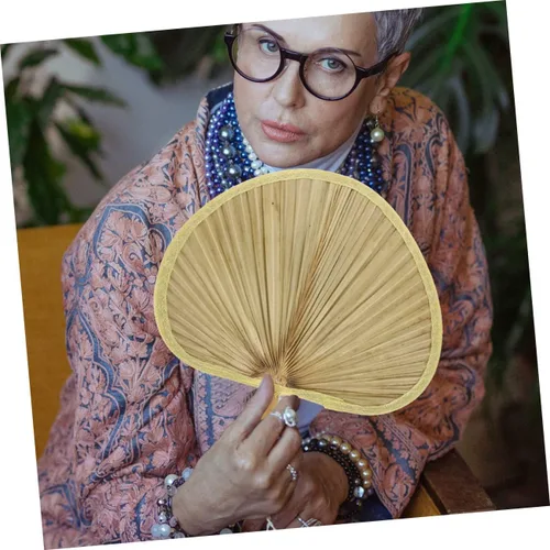 Vista 7 de Yardwe Ventilador de mano chino tradicional ventilador tejido de bambú hecho a mano verano fresco pu hogar decorativo estilo aleatorio