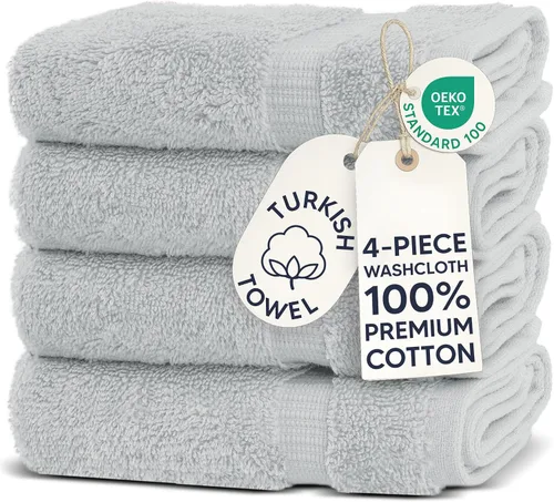 Vista 44 de Chakir Turkish Linens Hotel & Spa - Toallas turcas 100% algodón de alta absorción (4 unidades, color aguamarina) Premium Cotton Turkish Washcloths