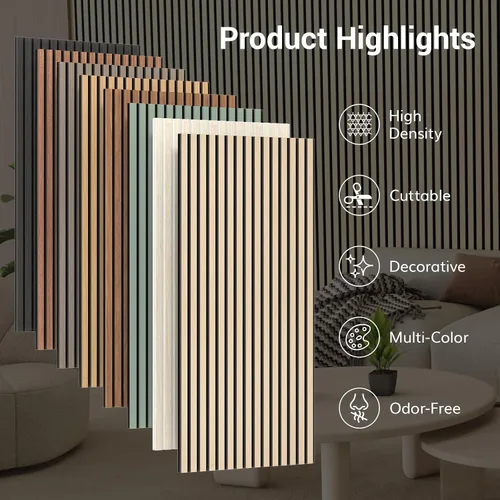 Vista 9 de TONOR Wood Wall Panels for Interior Wall Decor, 2 Pack 47.2" x 23.6"(15.47ft²) Wood Slat Aacoustic Panels, Soundproof Wall Panels for Noise