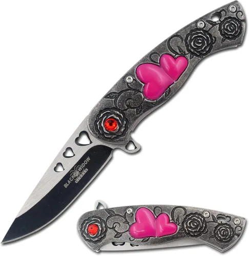 Vista 8 de Snake Eye Tactical 7" Cuchillo de bolsillo para damas en forma de corazón de Cupido del día de San Valentín con clip de bolsillo AMOR incluido (Azul)