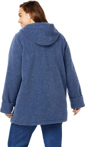 Vista 3 de Woman Within Chaqueta de forro polar bereber con capucha de talla grande para mujer Multi
