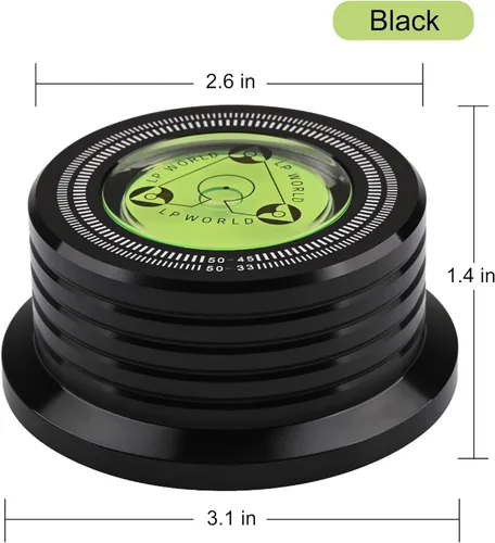 Vista 4 de Estabilizador de peso de récord de 10.5 onzas, nivel de placa giratoria de 60 Hz, medida de velocidad, escala estroboscópica, disco de registro