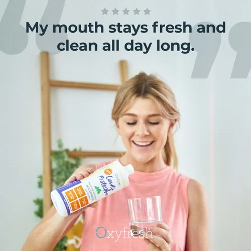 Vista 3 de Oxyfresh Enjuague bucal con flúor de protección de caries, enjuague bucal anticaries para dientes sensibles, sin manchas, sin alcohol, aliento