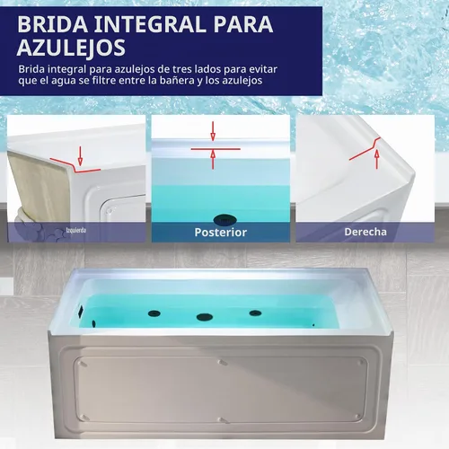Vista 20 de WOODBRIDGE Bañera de hidromasaje rectangular de acrílico de 60 x 30 pulgadas con calefacción en blanco con drenaje izquierdo, acabado dorado Oro