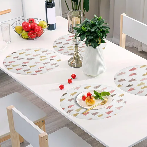 Vista 6 de Christmas Trees White Table Place Mats, Heat Resistant Non Slip Dinner Placemats Round for Kitchen one sizex1