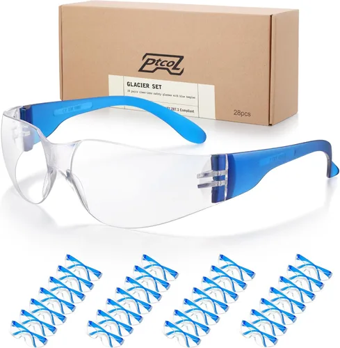 Vista 14 de Paquete de 3 Gafas de Seguridad a Granel con Lentes Cristalinas Transparentes Unisex Antirayones Gafas Protectoras Resistentes a Impactos