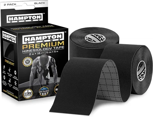 Vista 8 de Hampton Adams Como se ve en Shark Tank Cinta de kinesiología elástica (paquete de 2) Cinta atlética sin cortar para soporte y protección