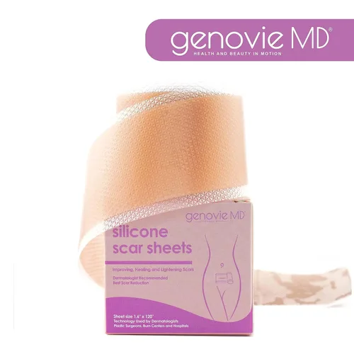 Vista 7 de Genovie MD Hojas de silicona para cicatrices de grado médico, tratamiento de rollo de cinta para cicatrices, queloides, acné, cirugías