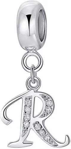 Vista 24 de Abalorio de letra inicial A-Z, dije de cristal del alfabeto, abalorio de aniversario para pulsera Pandora