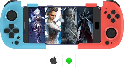 Vista 8 de Megadream Control de juegos Gamepad para iPhone iOS Android (azul+rojo)