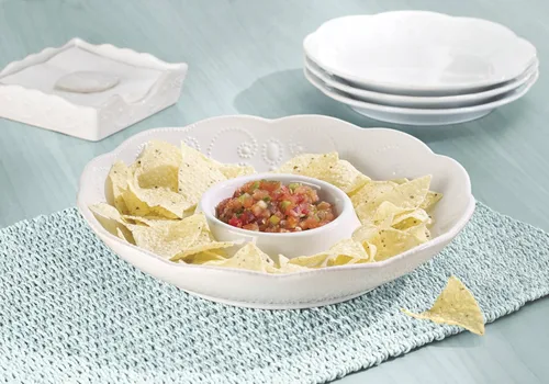 Vista 3 de Lenox French Perle Bandeja para Chips y Dip, Blanco