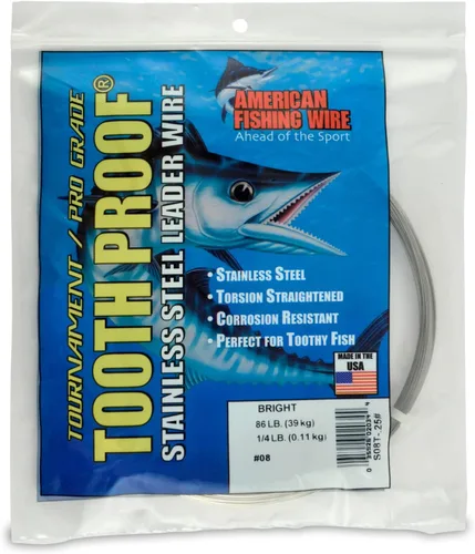 Vista 13 de AFW Alambre Líder Duro de Una Hebra de Acero Inoxidable a Prueba de Dientes - Brillante y Camuflaje para Tiburón, Barracuda, Caballa Real, Wahoo