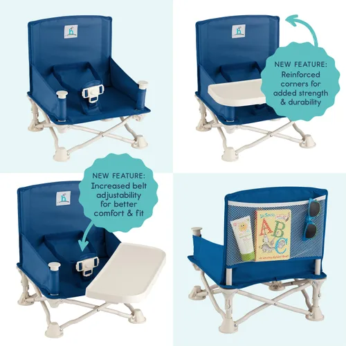 Vista 5 de Hiccapop OmniBoost Asiento elevador de viaje con bandeja para bebé Asiento elevador portátil plegable para bebé para mesa de comedor, camping