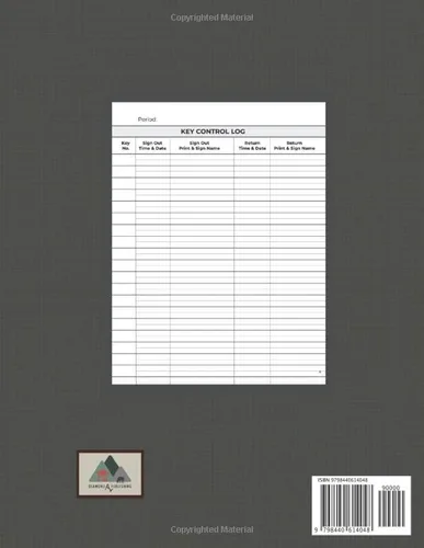 Vista 2 de Key Register Log Book Key Control Log Book for Key Check Out Security Systems - Gold with Black Weave