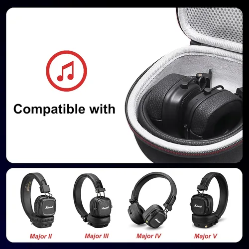 Vista 2 de LTGEM - Funda para auriculares compatible con auriculares Bluetooth inalámbricos Marshall Major V/IV/III/II, bolsa de almacenamiento de viaje