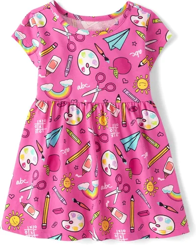 Vista 23 de The Children's Place, Vestido de moda de manga corta para niñas y niñas pequeñas