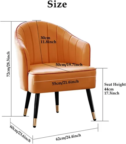 Vista 2 de YCKEGEW Sillón para sala de estar, silla moderna de discoteca, silla de cuero, taburete tapizado, silla individual para sala de estar, dormitorio