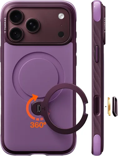 Vista 15 de TORRAS Funda Q3 Rugged para iPhone 18 Pro 360 con soporte magnético, apto Isla azul