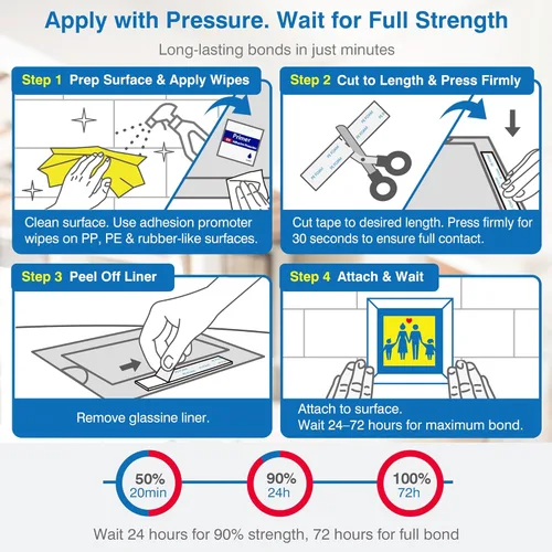Vista 7 de Cinta extraíble de doble cara – Cinta de montaje de espuma PE de servicio pesado de 1 pulgada x 16.5 pies con promotores de adhesión – Seguro