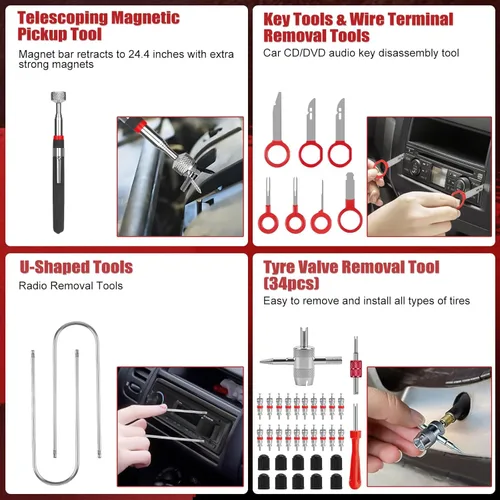 Vista 6 de Sundpey 132-PCs Car Tool Kit - Portable General Basic Home and Automotive Repair Tool Set with Drawer for Men Women with Hook & Pick & Fastener &