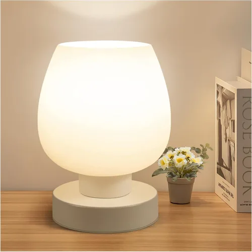 Vista 7 de Juego de 2 lámparas de mesa táctiles para mesita de noche - Pequeña lámpara de mesa moderna para dormitorio, sala de estar, mesita de noche, lámpara