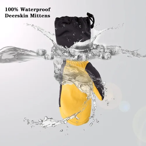 Vista 4 de SKYDEER Waterproof and Windproof Genuine Deerskin Leather Ski Gloves with 150g 3M Thinsulate Insulation (SD8648T)