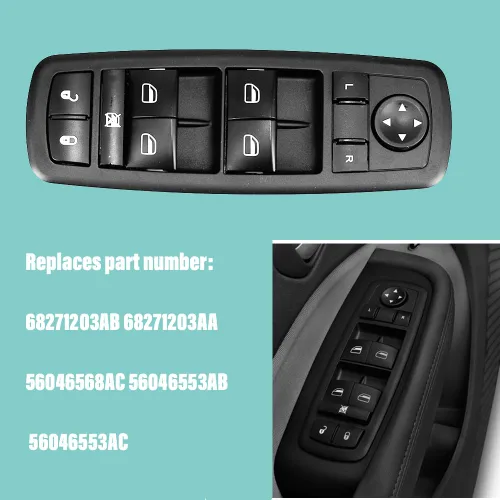 Vista 3 de Interruptor maestro de elevalunas eléctrico delantero lado izquierdo para Dodge Dart 2013-2016 2014-2016 Cherokee reemplaza 68271203AB 68271203AA