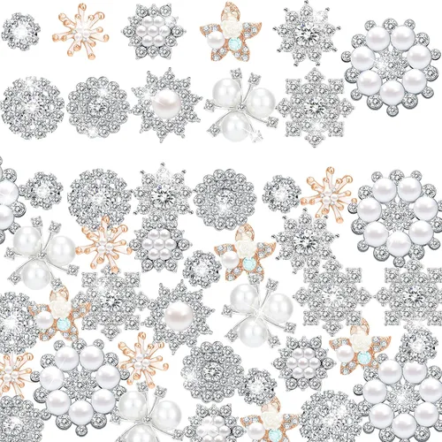 Syhood 44 broches de diamantes de imitación de perlas de 11 estilos, botones de diamantes de imitación a granel, botones de perlas de imitación,