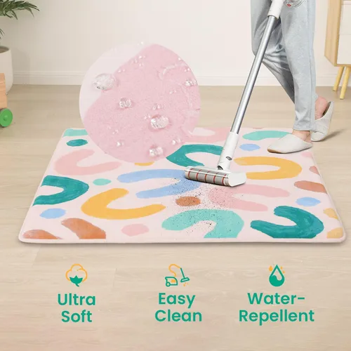 Vista 7 de Tapete de juego para bebé para suelo, tapete acolchado de 1.3" de grosor para corralito de 50"x50", Espuma Elasti extra suave, terciopelo coral