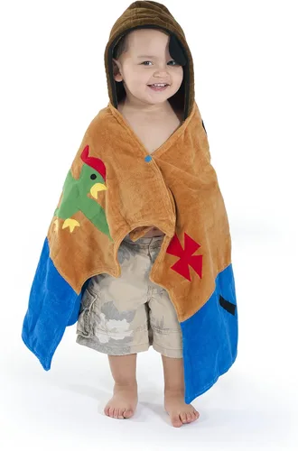 Vista 3 de Kidorable Pirate - Toalla marrón con capucha de algodón para niños con Fun X Marks the Spot, parche en los ojos