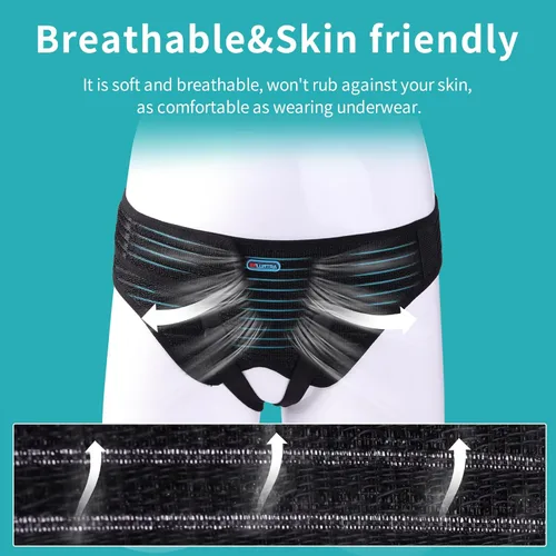 Vista 4 de ENLUNTRA Cinturones de hernia para hombres, cinturón ajustable de soporte de hernia inguinal para hombres y mujeres con 4 almohadillas