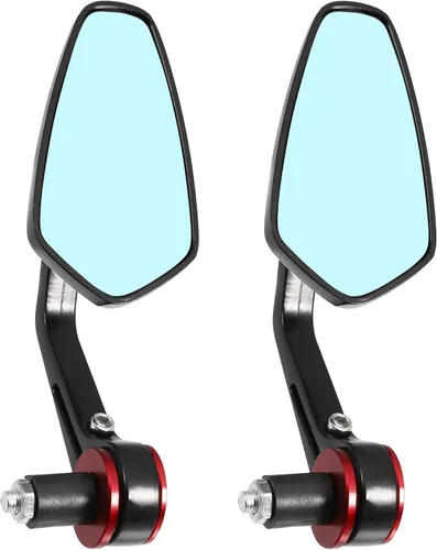 Vista 8 de Espejo retrovisor universal para manillar de motocicleta, retrovisor, antirreflejos, lente azul, negro, 1 par
