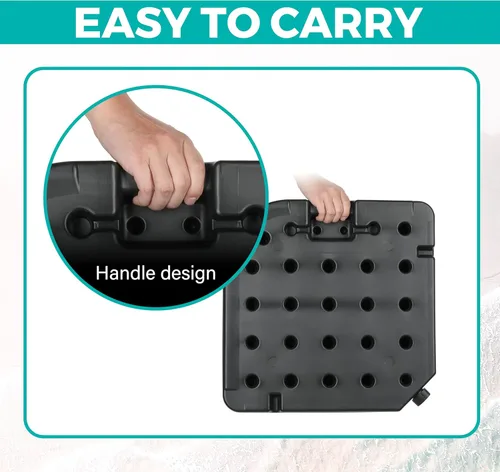 Vista 5 de InfiniPower 4 piezas de 176 libras de capacidad voladiza Offset Patio Paraguas Base agua arena/relleno de soporte cuadrado resistente al aire libre