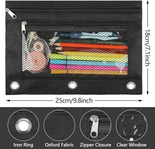 Vista 5 de 48 + 2 carpetas de bolsillo multicolor A4 de 3 anillos con bolsillos, bolsa con cremallera a granel, carpeta de 3 anillos para organizador