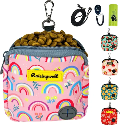 Vista 16 de Bolsa de golosinas para perros Raisingwell para caminar y entrenar con clicker, bolsas para excrementos pequeñas, riñonera con cierre, kit de A1.