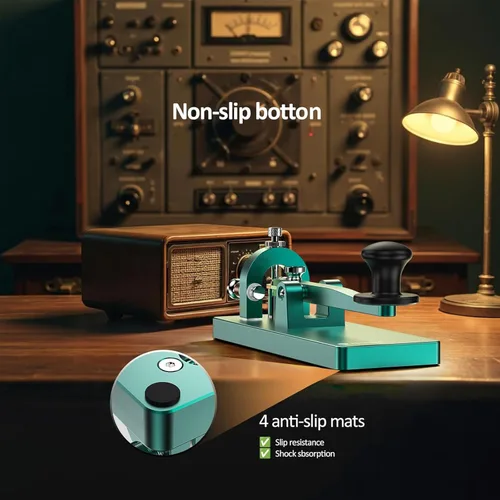 Vista 4 de Putikeeg CW Telegraph Key - Llave clásica de código morse de acero inoxidable resistente, radioaficionado de onda corta, oscilador de práctica